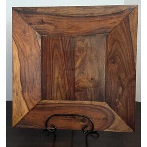 Handcrafted Sheesham Rosewood Serving Tray 14 Inch Square Beveled 1.5 Inch High